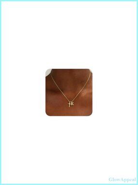 14K Gold Plated Cross Initial Necklace Dainty Pendant Christian